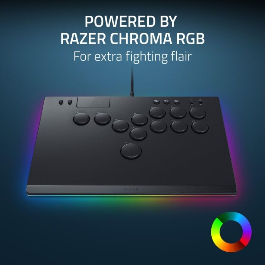 Razer Kitsune - All-Button Optical Arcade Controller for PS5 and PC (Precise Quad Movement Button Layout, Razer Low-profile Linear Optical Switches, Slim, Portable Form Factor) Black