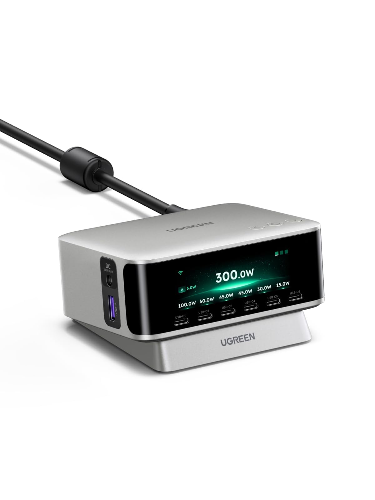 UGREEN Nexode Pro 300W Charging Station with Smart Display, 8-Port Charger