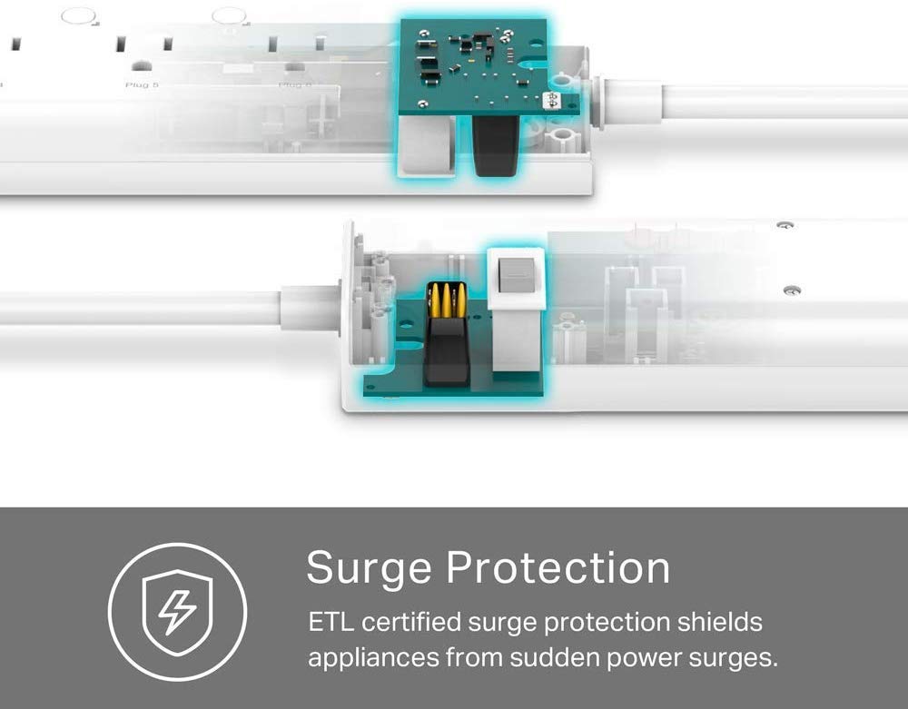 Kasa Smart Plug Power Strip HS300, Surge Protector with 6 Individually Controlled Smart Outlets and 3 USB Ports, Compatible with Alexa & Google Home, No Hub Required, White