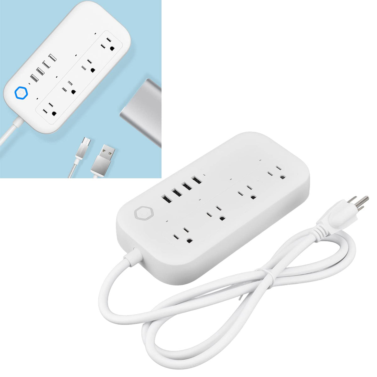 Smart Power Strip with 4 USB Ports & Surge Protection