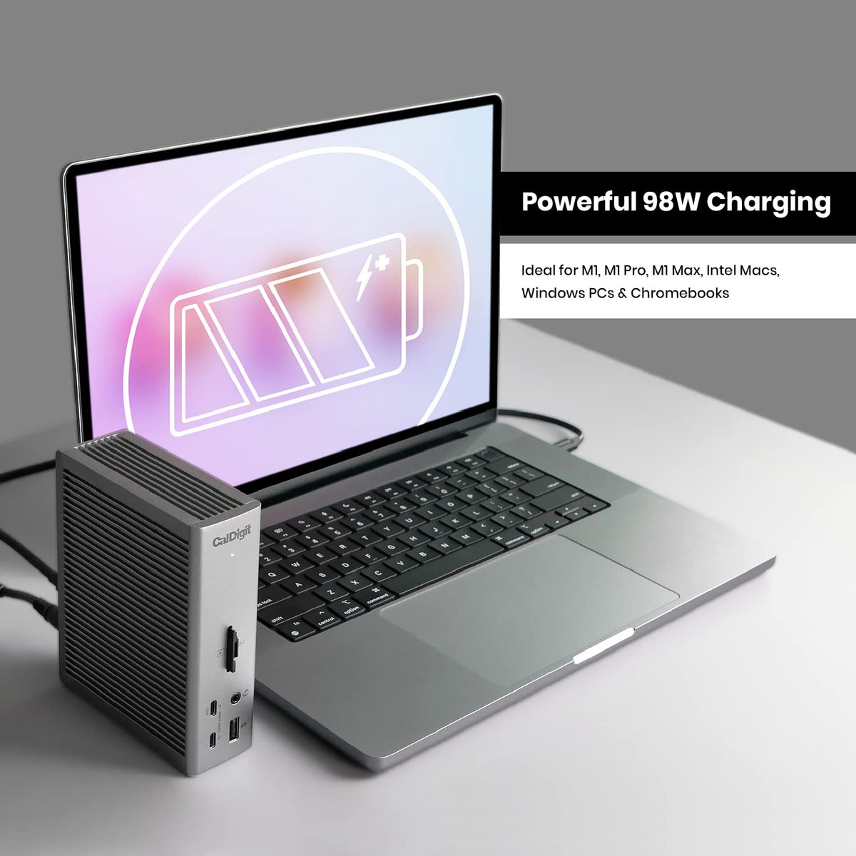 CalDigit TS4 18 Port Thunderbolt 4 Dock, 98W Charging, 3X TBT4 (40Gb/s), 3X USB-C + 5X USB-A (10Gb/s), 2.5GbE LAN, 8K@30Hz or 2X 6K@60Hz Displays, Mac/Windows/Chrome, Space Gray, 0.8m Certified Cable