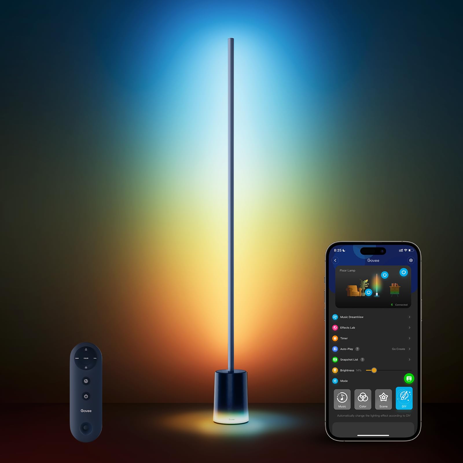 Govee RGBIC Floor Lamp, LED Floor Lamp with 64+ Scenes, DIY Mode, Music Sync, 1700 Lumens Modern Lamp
