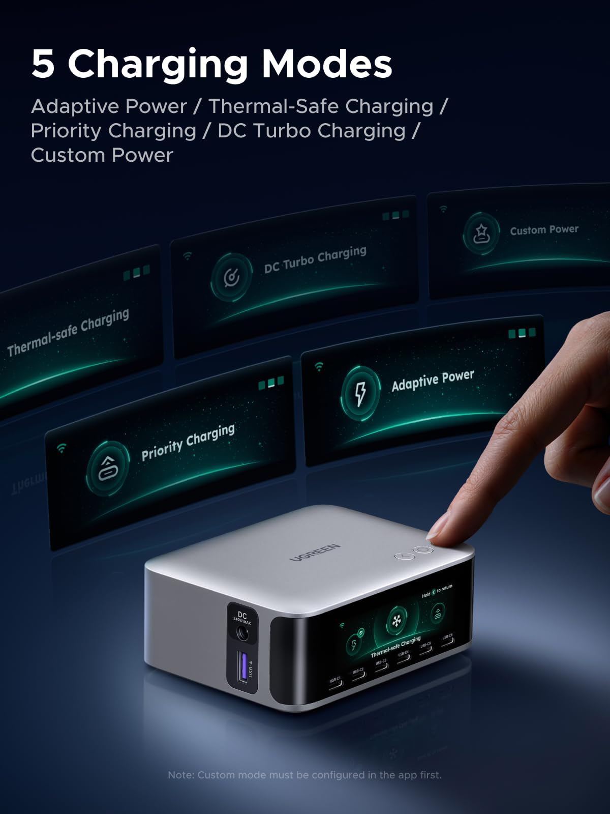 UGREEN Nexode Pro 300W Charging Station with Smart Display, 8-Port Charger