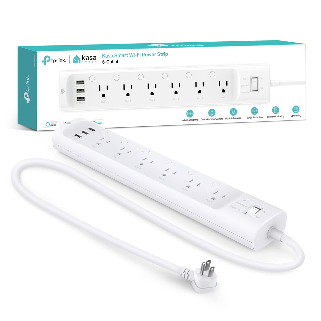 Kasa HS300 Smart WiFi Power Strip with 6 Outlets & USB Ports