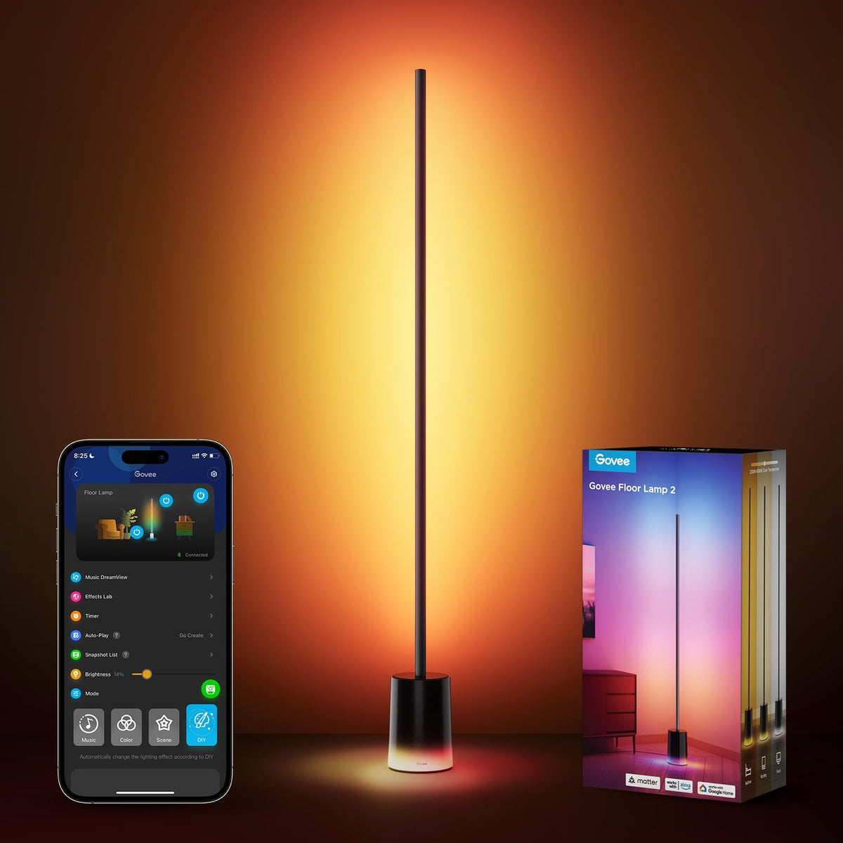 Govee RGBIC Floor Lamp, LED Floor Lamp with 64+ Scenes, DIY Mode, Music Sync, 1700 Lumens Modern Lamp