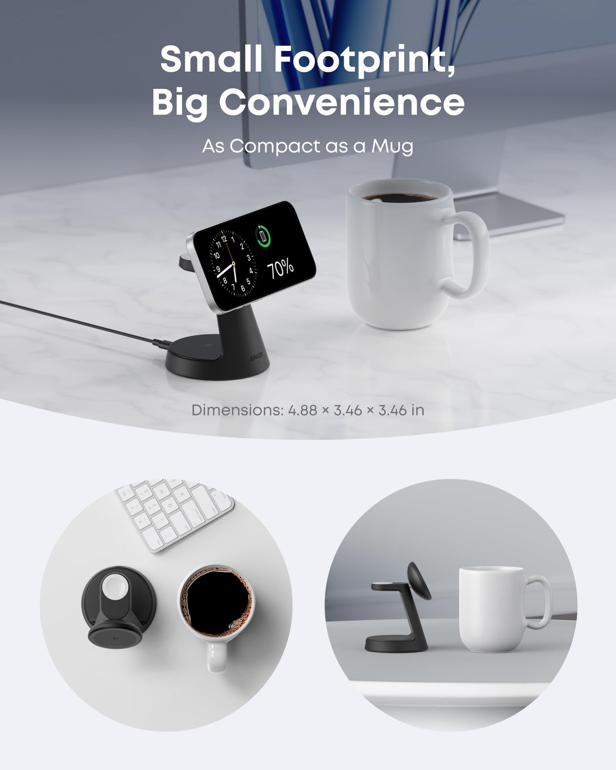 Anker MagSafe Charger Compatible, MagGo 3-in-1 Qi2 15W Charging Station