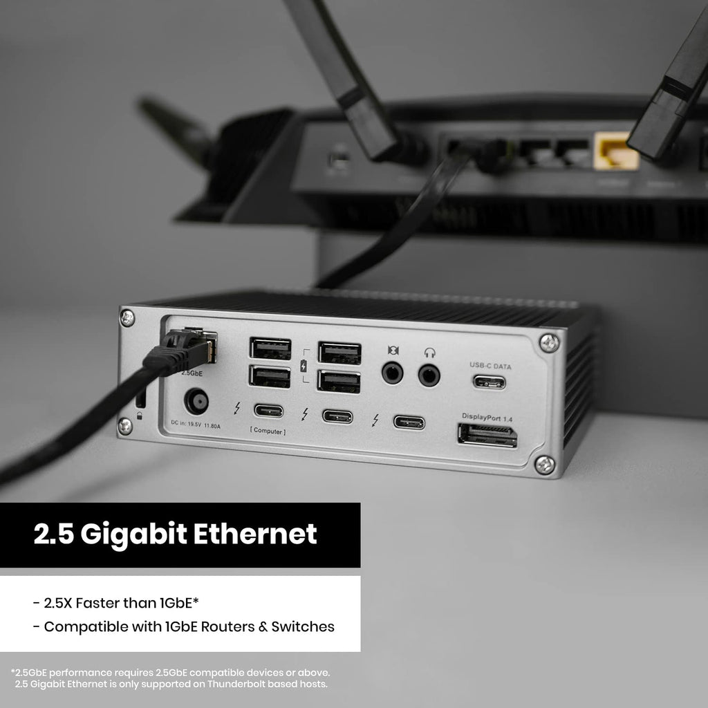 CalDigit TS4 18 Port Thunderbolt 4 Dock, 98W Charging, 3X TBT4 (40Gb/s), 3X USB-C + 5X USB-A (10Gb/s), 2.5GbE LAN, 8K@30Hz or 2X 6K@60Hz Displays, Mac/Windows/Chrome, Space Gray, 0.8m Certified Cable
