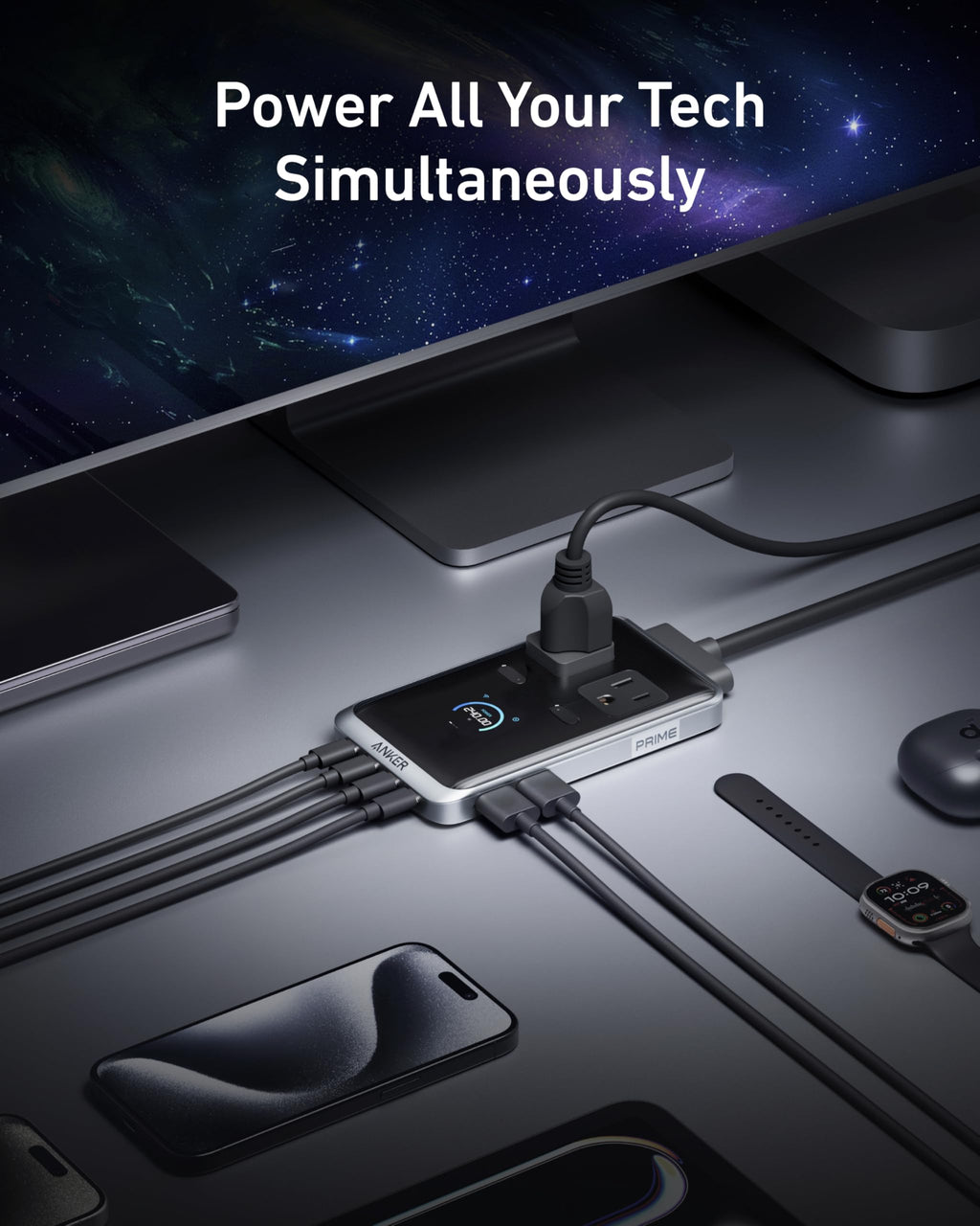 Anker Prime Charging Station, 240W 8-in-1 Power Strip, 2 AC, 4 USB C
