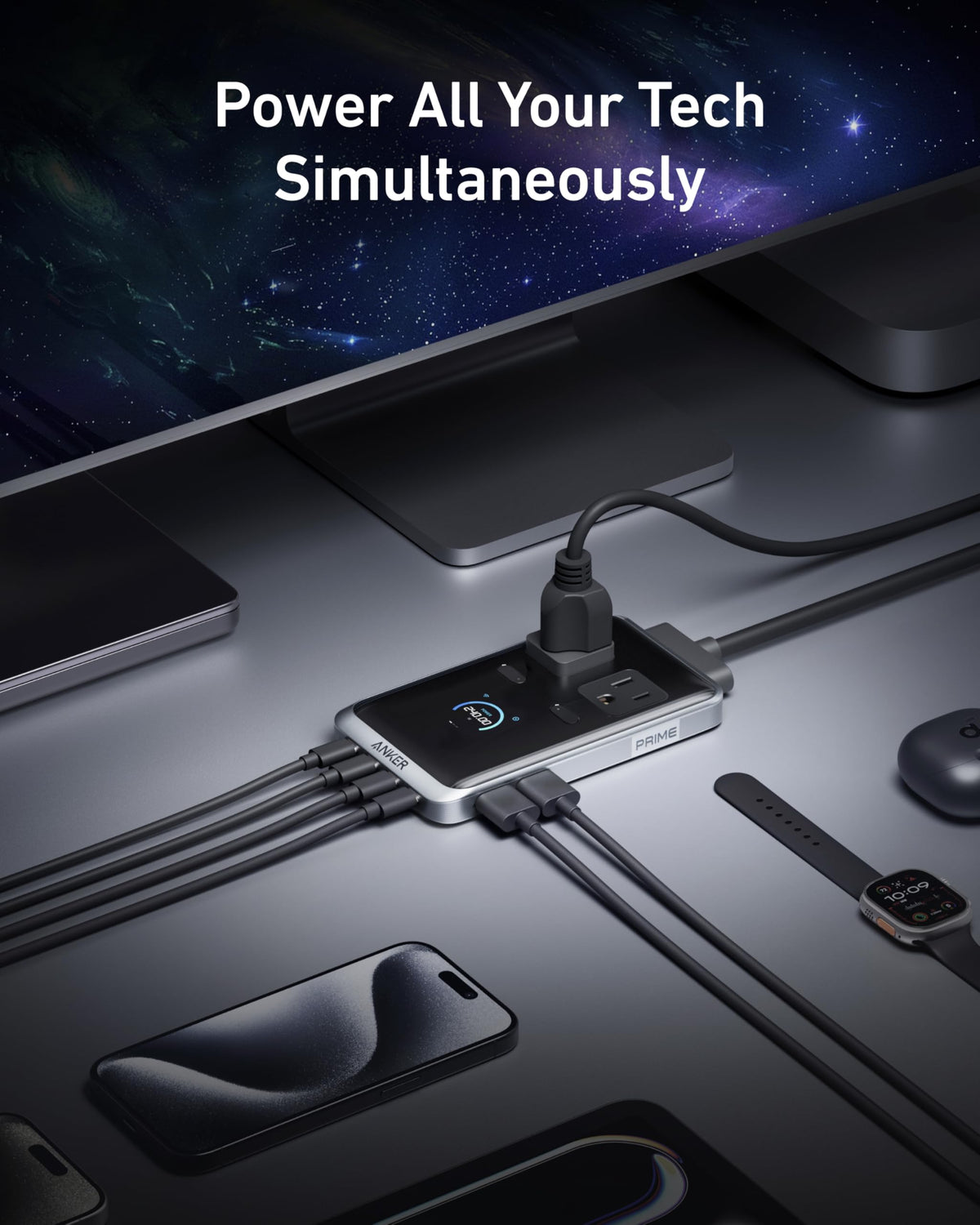 Anker Prime Charging Station, 240W 8-in-1 Power Strip, 2 AC, 4 USB C