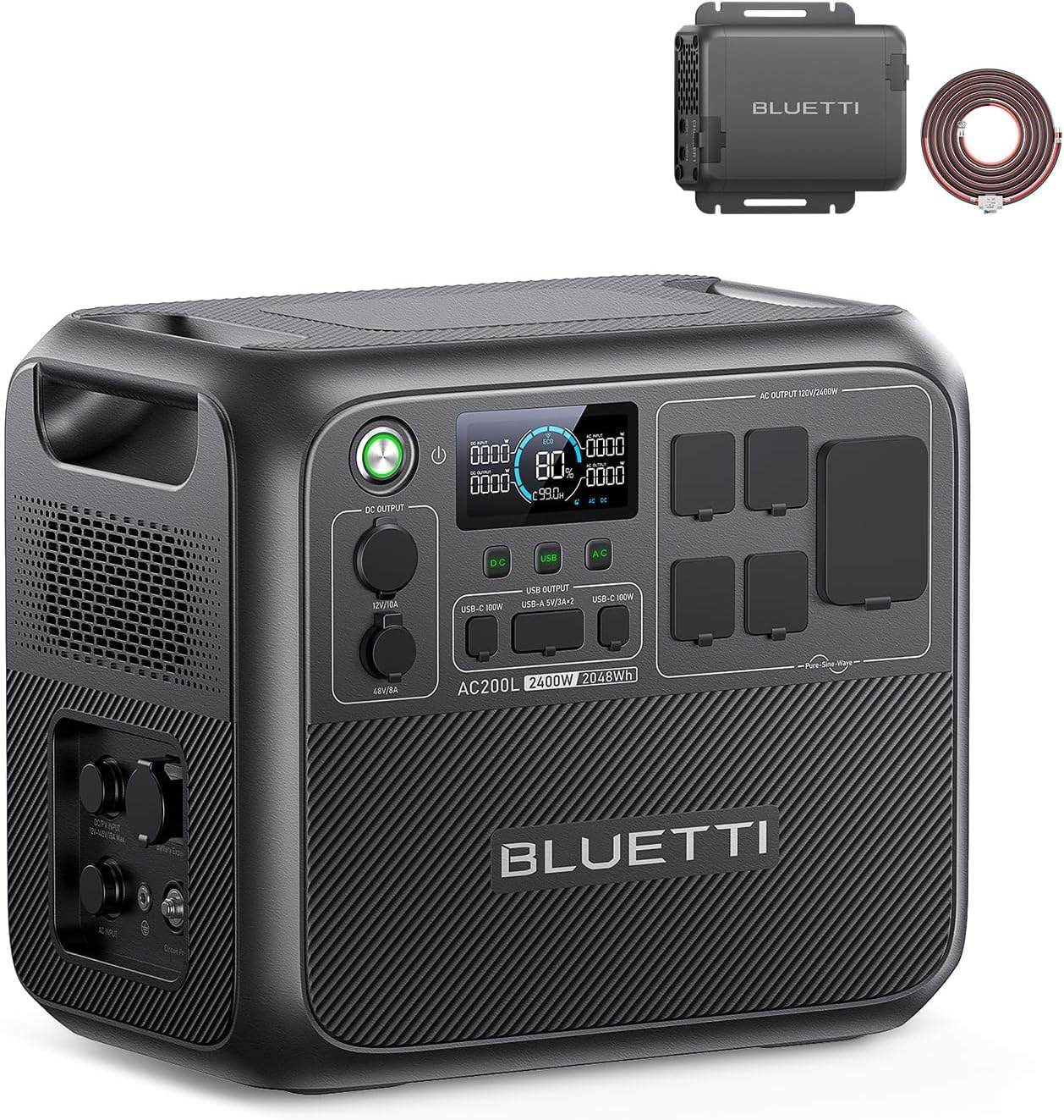 BLUETTI Portable Power Station AC200L, 2048Wh LiFePO4 Battery Backup, Expandable to 8192Wh w/ 5 2400W AC Outlets (3600W Power Lifting), 30A AC Output, Solar Generator for Camping, Home Use, Emergency
