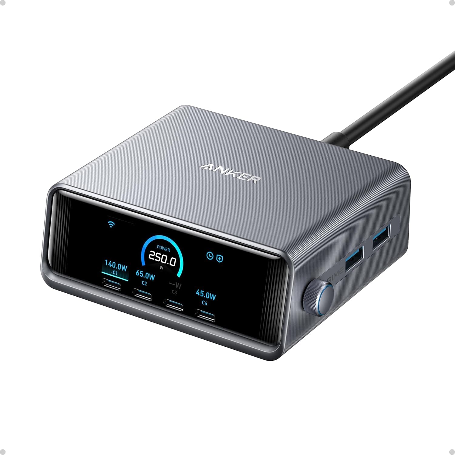 Anker Prime Charging Station, 250W 6-Port GaN USB C Charger