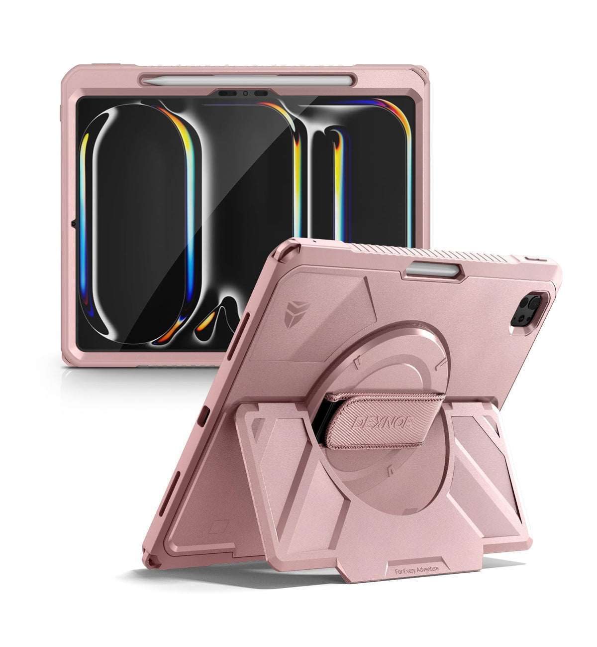 Dexnor for iPad 11th&9th&MINI 7 Cases, Rugged Protective Case with 360° Rotating Hand Strap & Large Steady Stand & Screen Protector & Pencil Holder Shockproof Full-Body Bumper Cover