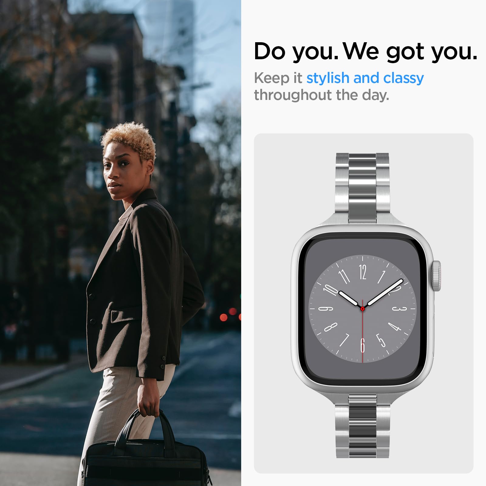 Spigen Modern Fit 316L for Apple Watch Band, Stainless Steel Strap
