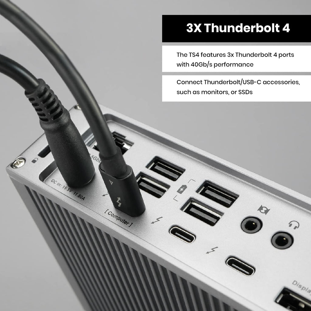 CalDigit TS4 18 Port Thunderbolt 4 Dock, 98W Charging, 3X TBT4 (40Gb/s), 3X USB-C + 5X USB-A (10Gb/s), 2.5GbE LAN, 8K@30Hz or 2X 6K@60Hz Displays, Mac/Windows/Chrome, Space Gray, 0.8m Certified Cable