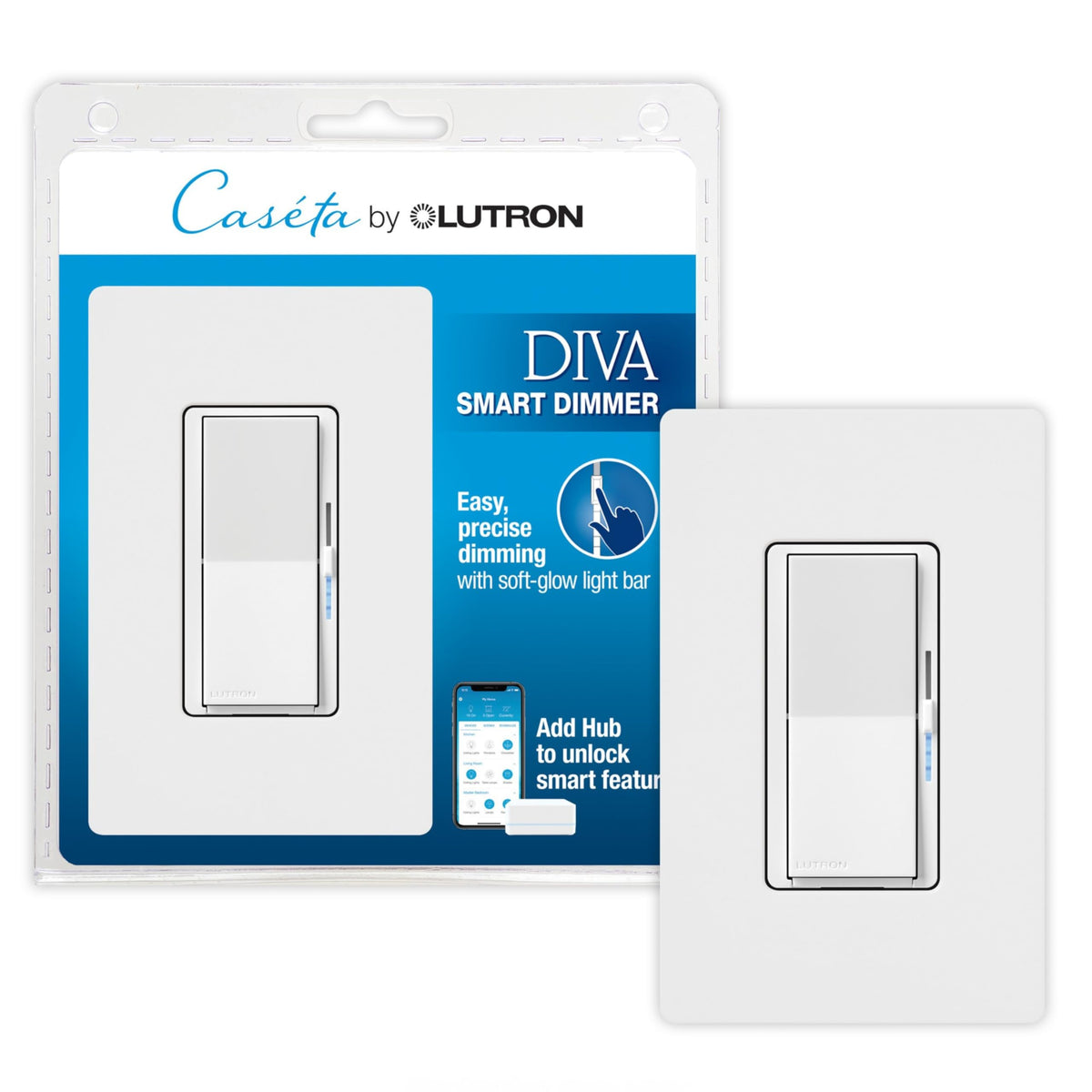 Lutron Caseta Smart Lighting Diva Smart Dimmer Switch for LED Bulbs