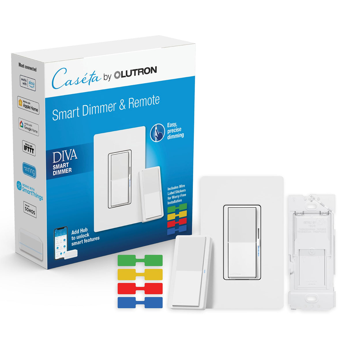 Lutron Caseta Smart Lighting Diva Smart Dimmer Switch for LED Bulbs
