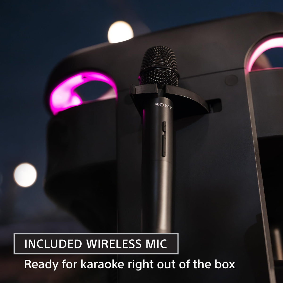 Sony ULT Tower 10 Bluetooth Karaoke Party Speaker with Powerful Bass, 360° Sound and Party Lights, Included Wireless Microphone – New