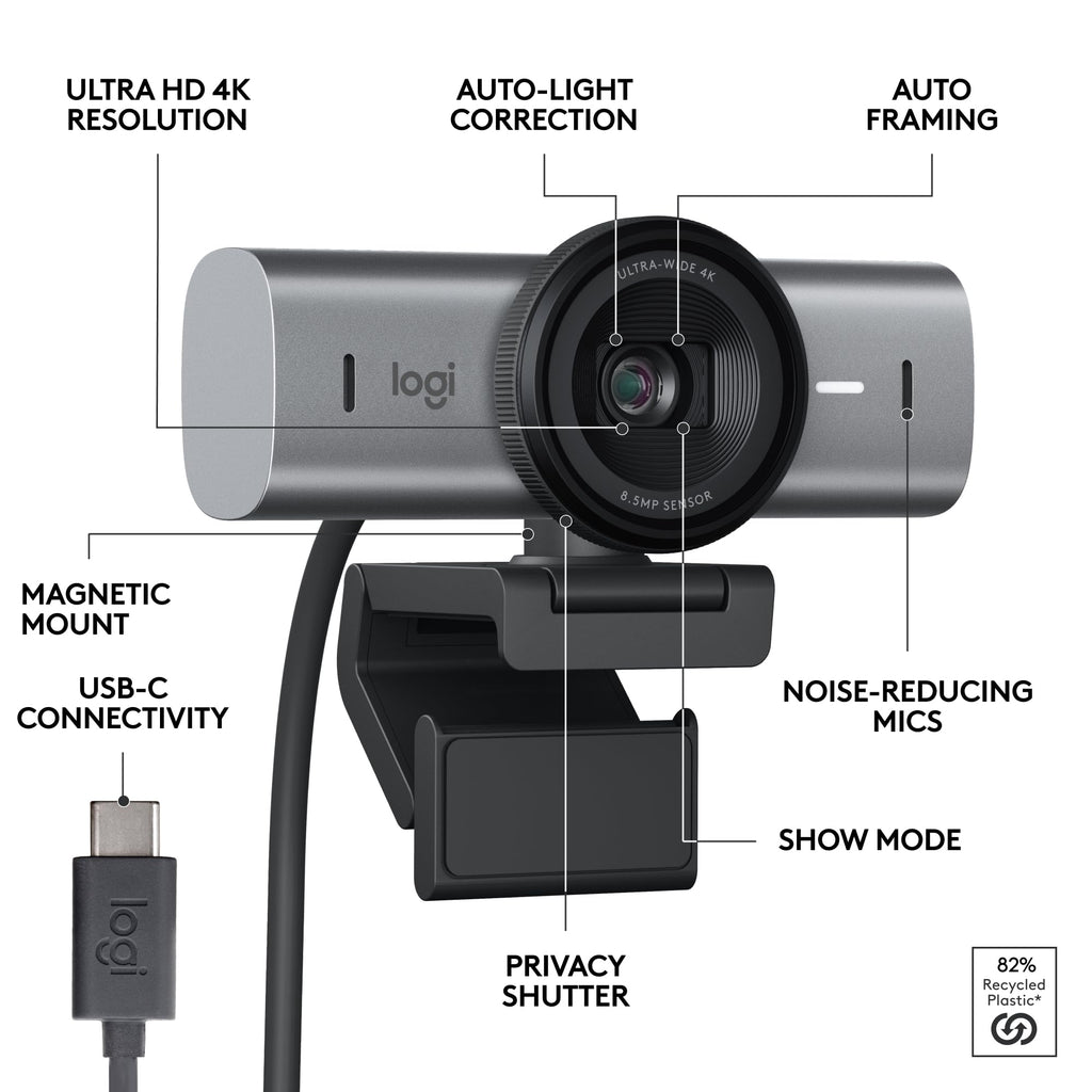 Logitech MX Brio 4K Webcam 4-Pack for Streaming & Meetings