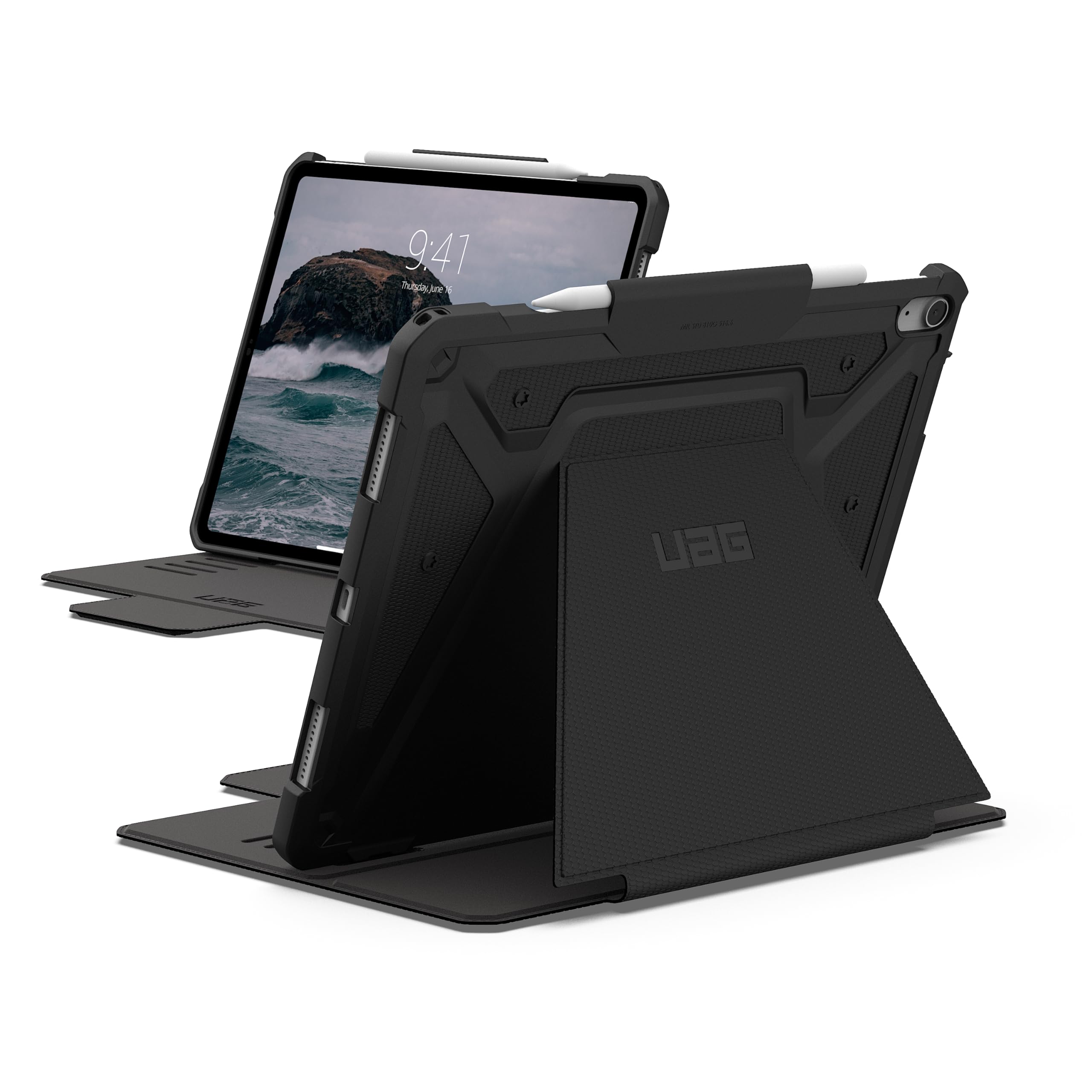 URBAN ARMOR GEAR UAG Designed for iPad Air 13" Case M4/M3 2024-2026 Rugged Multi-Angle Viewing Folio Protective Cover with Pencil Holder & Adjustable Stand