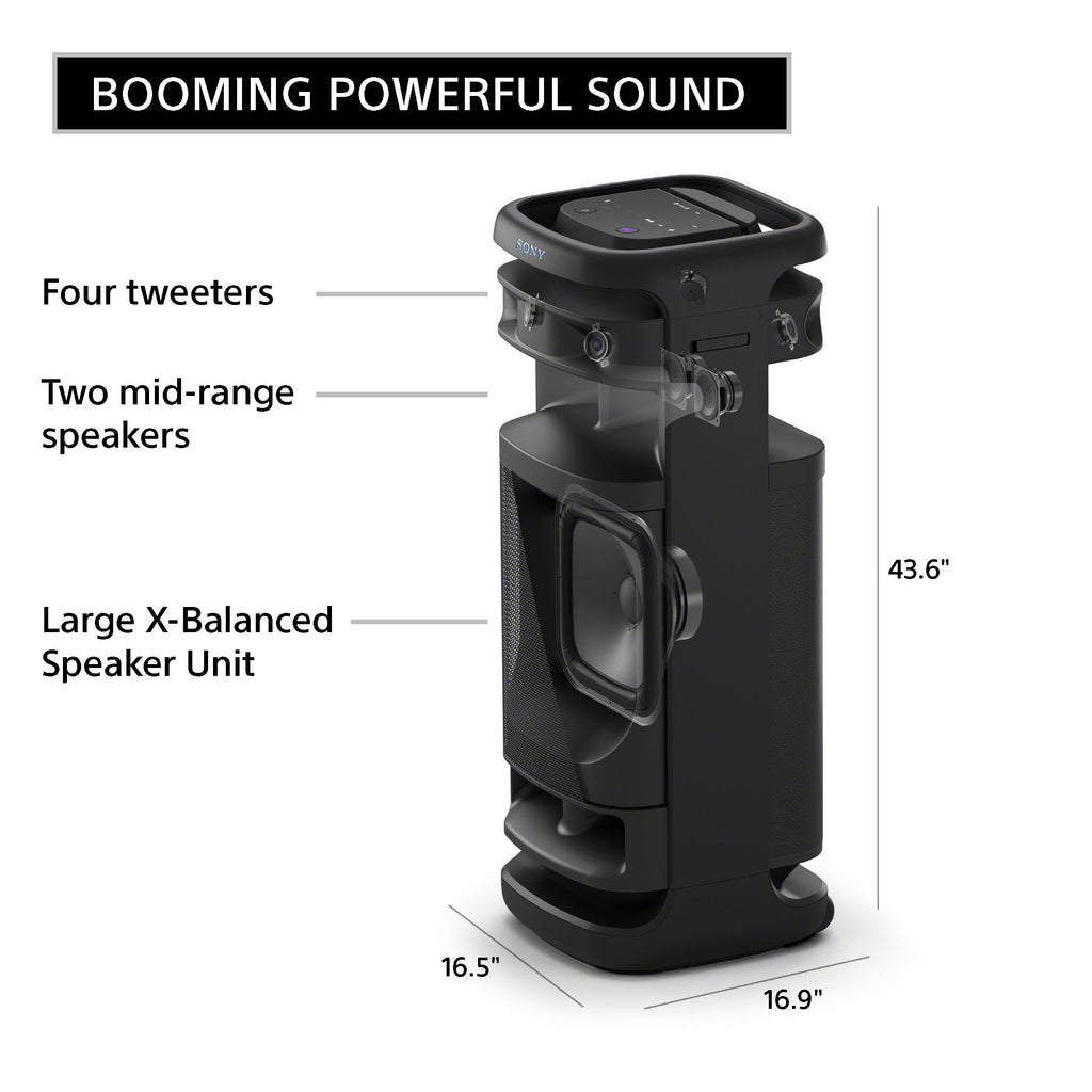 Sony ULT Tower 10 Bluetooth Karaoke Party Speaker with Powerful Bass, 360° Sound and Party Lights, Included Wireless Microphone – New