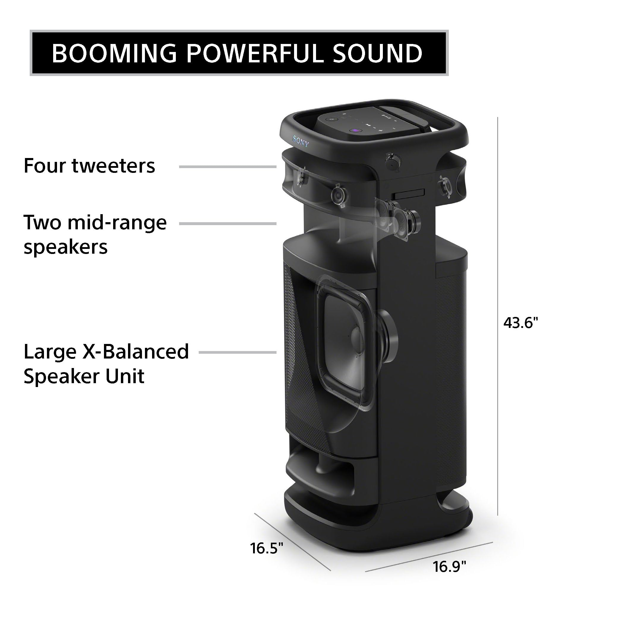 Sony ULT Tower 10 Bluetooth Karaoke Party Speaker with Powerful Bass, 360° Sound and Party Lights, Included Wireless Microphone – New