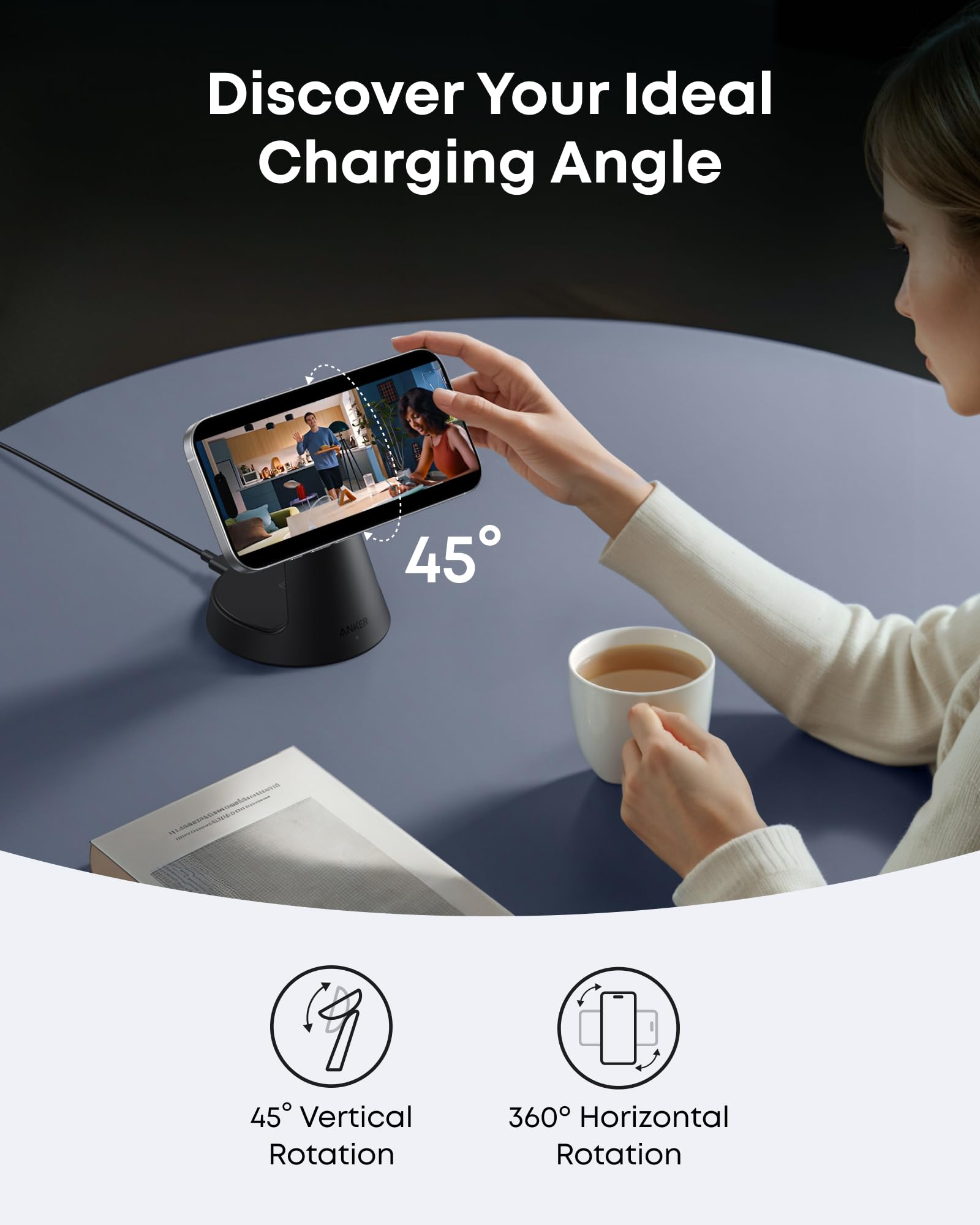 Anker MagSafe Charger Compatible, MagGo 3-in-1 Qi2 15W Charging Station