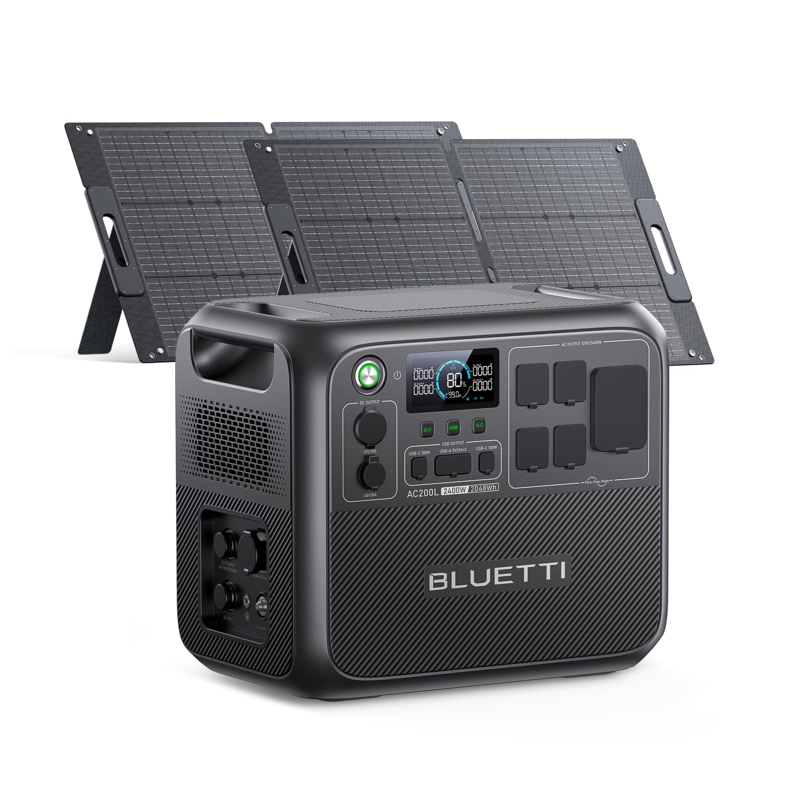 BLUETTI Portable Power Station AC200L, 2048Wh LiFePO4 Battery Backup, Expandable to 8192Wh w/ 5 2400W AC Outlets (3600W Power Lifting), 30A AC Output, Solar Generator for Camping, Home Use, Emergency