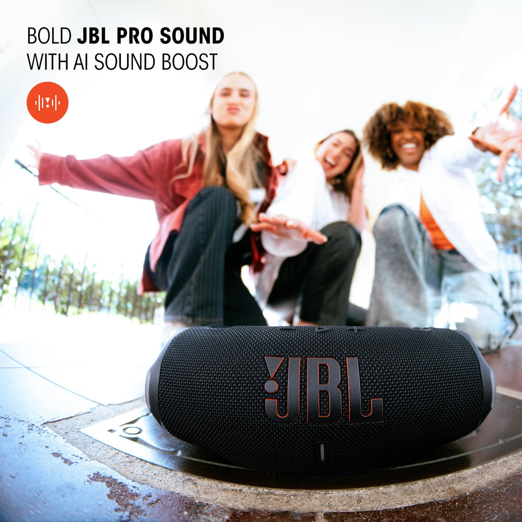 JBL Charge 6 - Portable Waterproof & Drop-Proof Bluetooth Speaker, Bold JBL Pro Sound with AI Sound Boost, 28Hrs of Playtime, Built-in powerbank & Comes with a Sturdy/Removable Carrying Strap (Black)