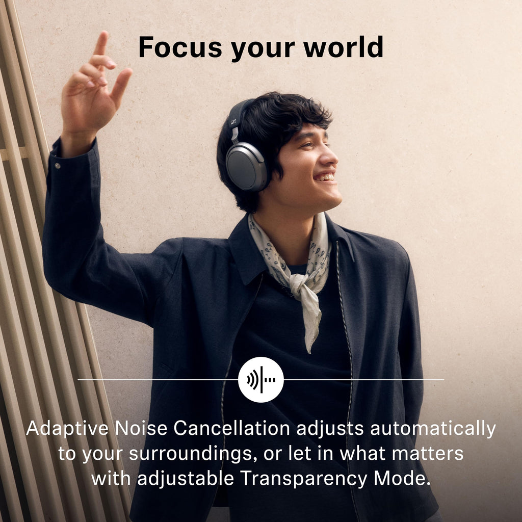 SENNHEISER Momentum 4 Wireless Noise Cancelling Headphones - Bluetooth Headset for Crystal-Clear Calls with Adaptive Noise Cancellation, Over-Ear Headphones, 60h Battery Life, Folding Design
