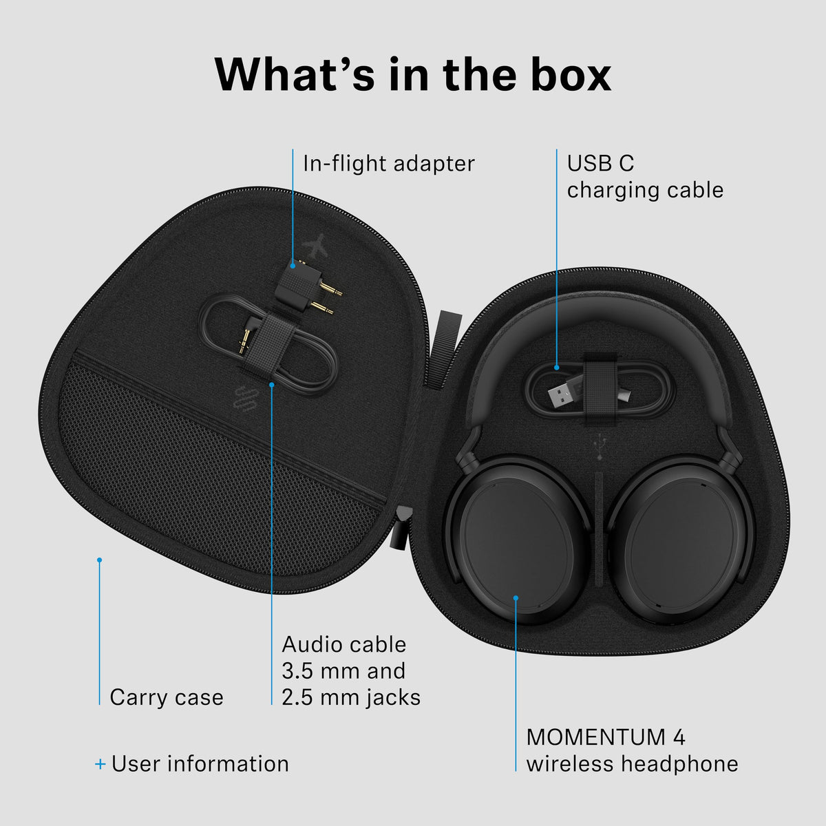 SENNHEISER Momentum 4 Wireless Noise Cancelling Headphones - Bluetooth Headset for Crystal-Clear Calls with Adaptive Noise Cancellation, Over-Ear Headphones, 60h Battery Life, Folding Design