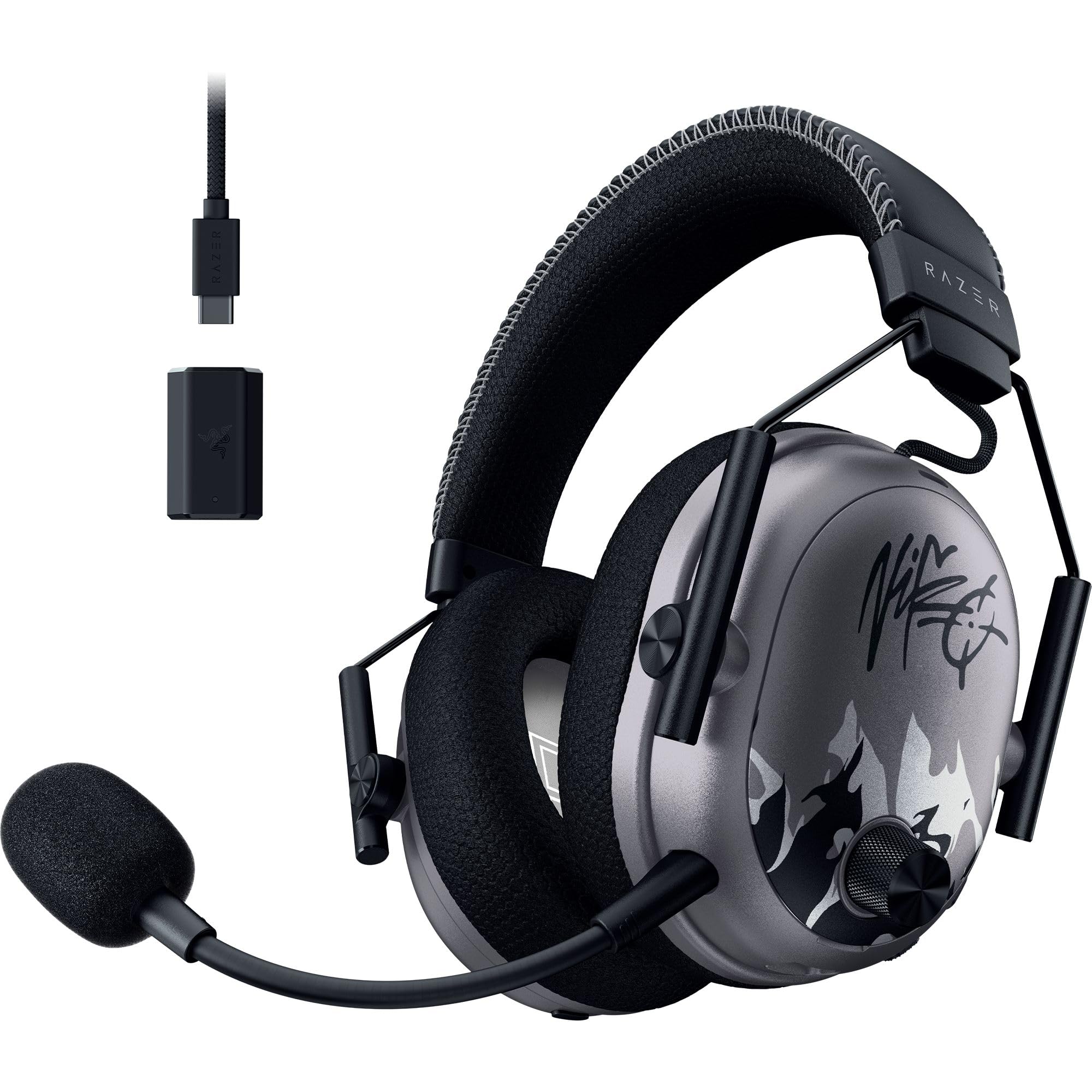 Razer BlackShark V3 Pro Wireless ANC Gaming Headset for PC: Full Band Mic - 50mm Drivers - 2.4 GHz, Bluetooth, USB, 3.5mm - Works with Mac, PS5, Nintendo Switch, Smartphone - 70 Hr Battery - White