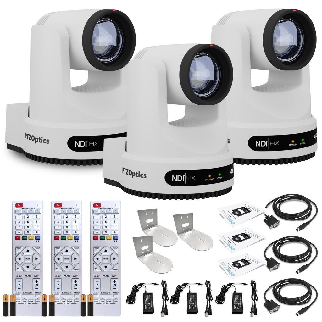 PTZOptics Move 4K 20x PTZ Camera 3-Pack with Mounts