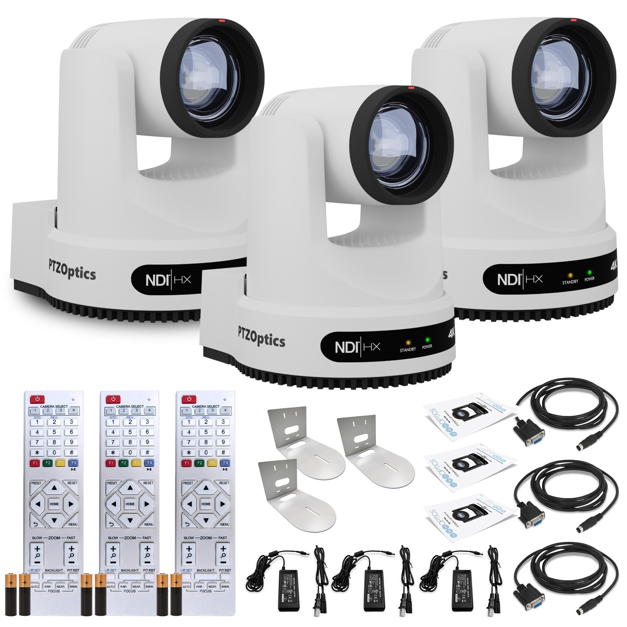 PTZOptics Move 4K 20x PTZ Camera 3-Pack with Mounts