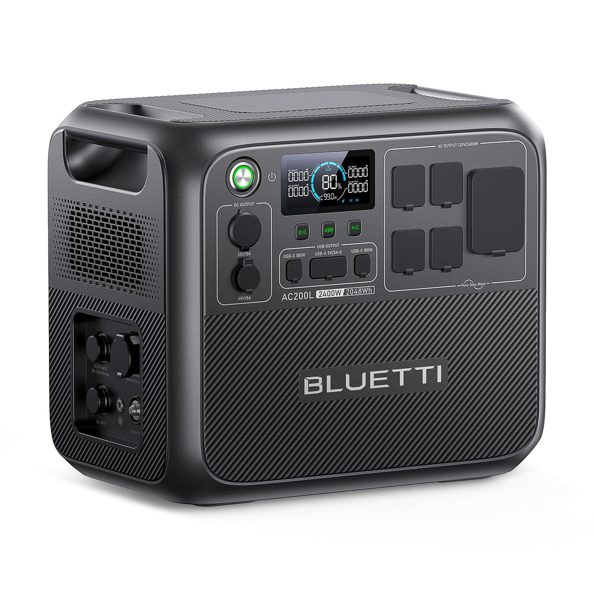 BLUETTI Portable Power Station AC200L, 2048Wh LiFePO4 Battery Backup, Expandable to 8192Wh w/ 5 2400W AC Outlets (3600W Power Lifting), 30A AC Output, Solar Generator for Camping, Home Use, Emergency