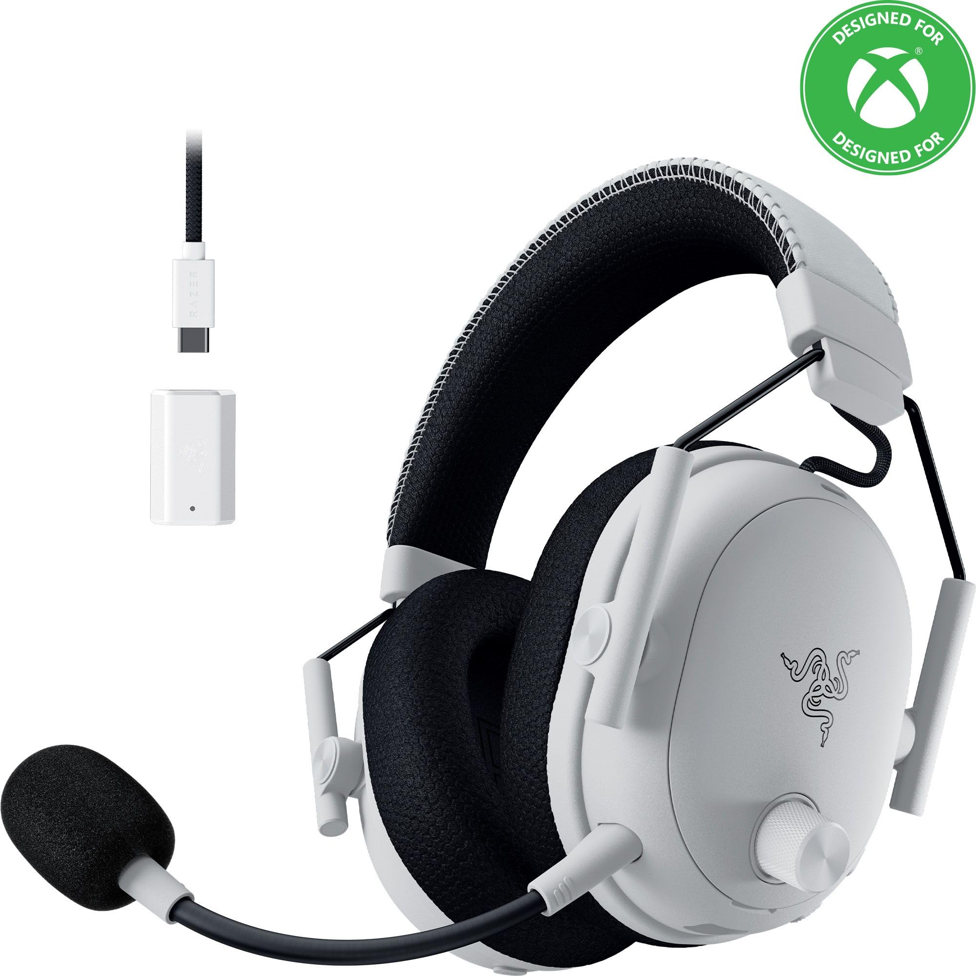 Razer BlackShark V3 Pro Wireless ANC Gaming Headset for PC: Full Band Mic - 50mm Drivers - 2.4 GHz, Bluetooth, USB, 3.5mm - Works with Mac, PS5, Nintendo Switch, Smartphone - 70 Hr Battery - White