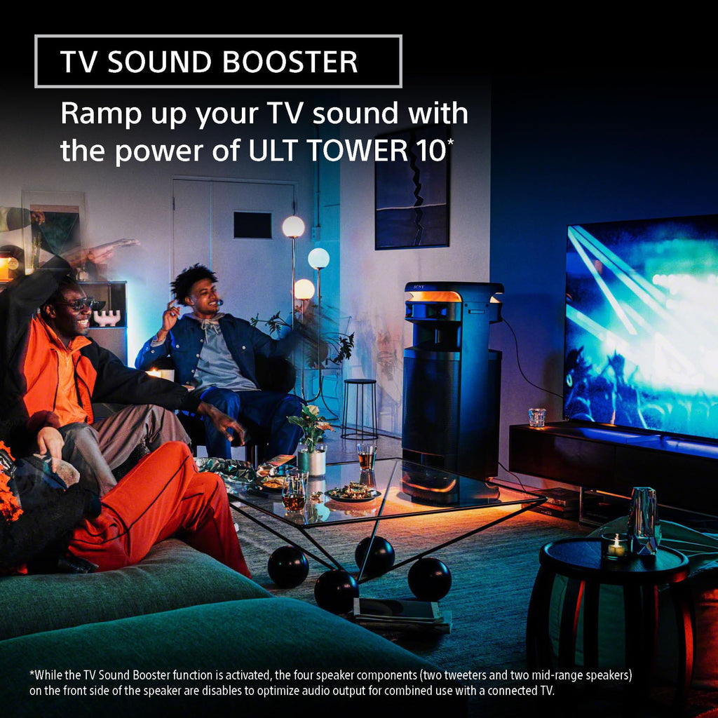 Sony ULT Tower 10 Bluetooth Karaoke Party Speaker with Powerful Bass, 360° Sound and Party Lights, Included Wireless Microphone – New