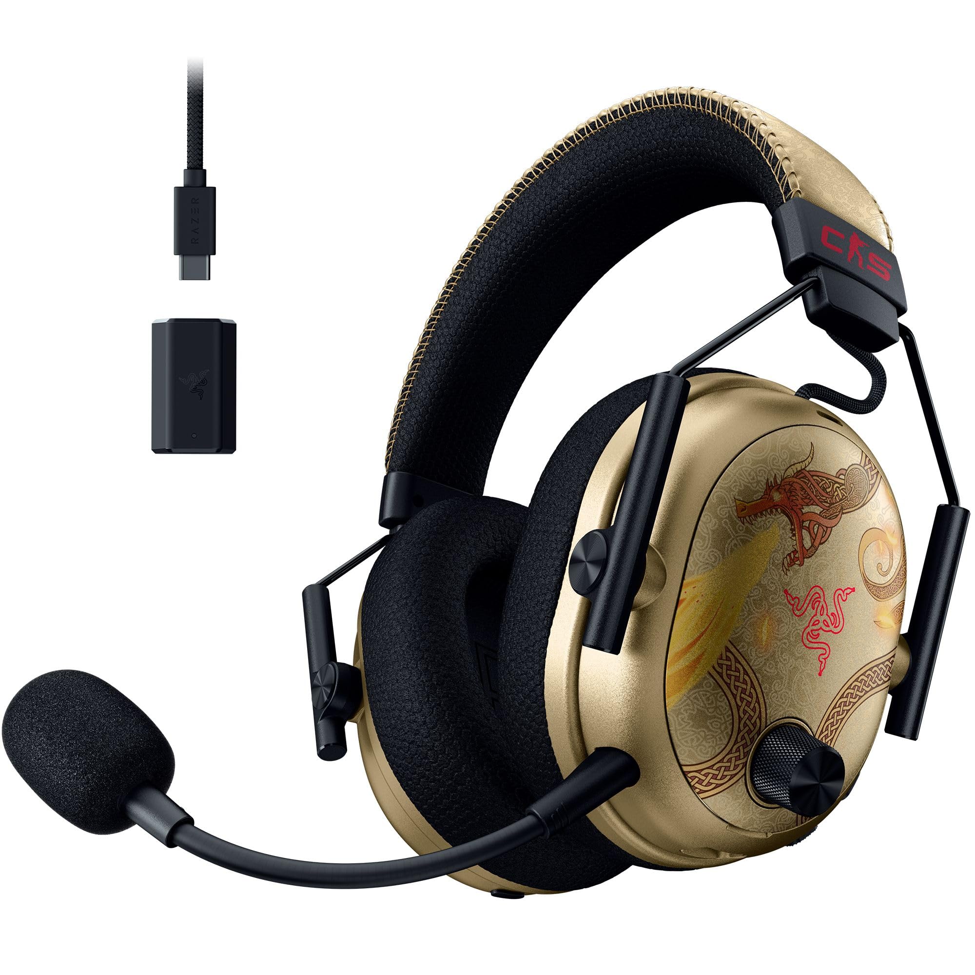 Razer BlackShark V3 Pro Wireless ANC Gaming Headset for PC: Full Band Mic - 50mm Drivers - 2.4 GHz, Bluetooth, USB, 3.5mm - Works with Mac, PS5, Nintendo Switch, Smartphone - 70 Hr Battery - White