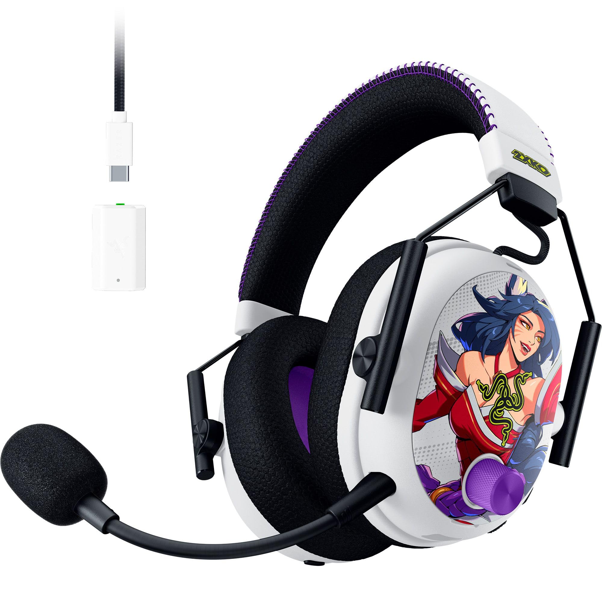 Razer BlackShark V3 Pro Wireless ANC Gaming Headset for PC: Full Band Mic - 50mm Drivers - 2.4 GHz, Bluetooth, USB, 3.5mm - Works with Mac, PS5, Nintendo Switch, Smartphone - 70 Hr Battery - White
