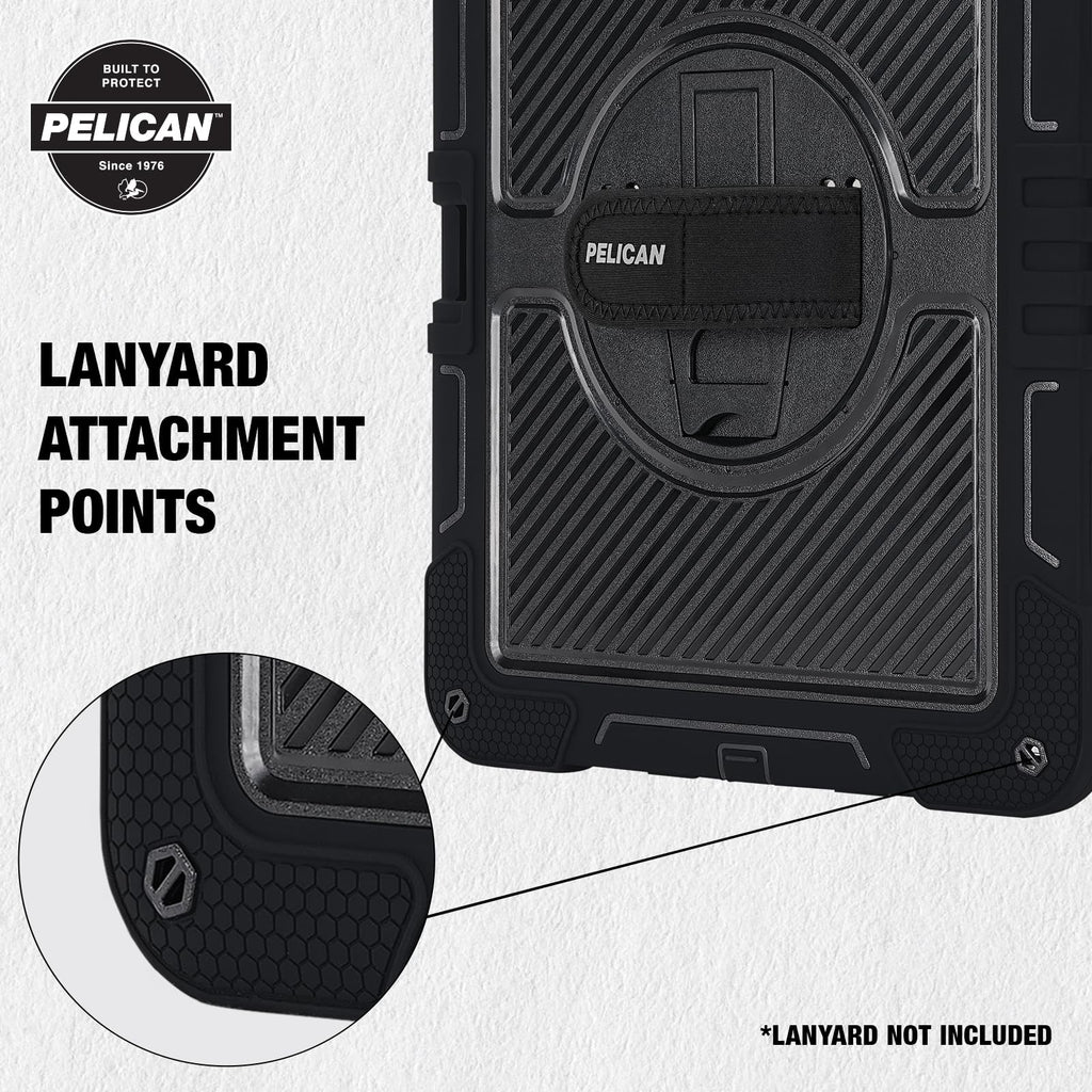 Pelican Voyager iPad Pro Case - Ultra Rugged iPad Pro Case with Pencil Holder & 360° Stand - Military-Grade Drop Protection - Adjustable Hand Strap & Two Lanyard Attach Points - Black