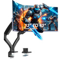 AVLT Dual Monitor Arm Desk Mount for 13"–43" Flat/Curved Screens with USB-A Pass-Through, Full Motion Height Adjustable Swivel Tilt Rotation VESA/C-Clamp/Grommet/Cable Management