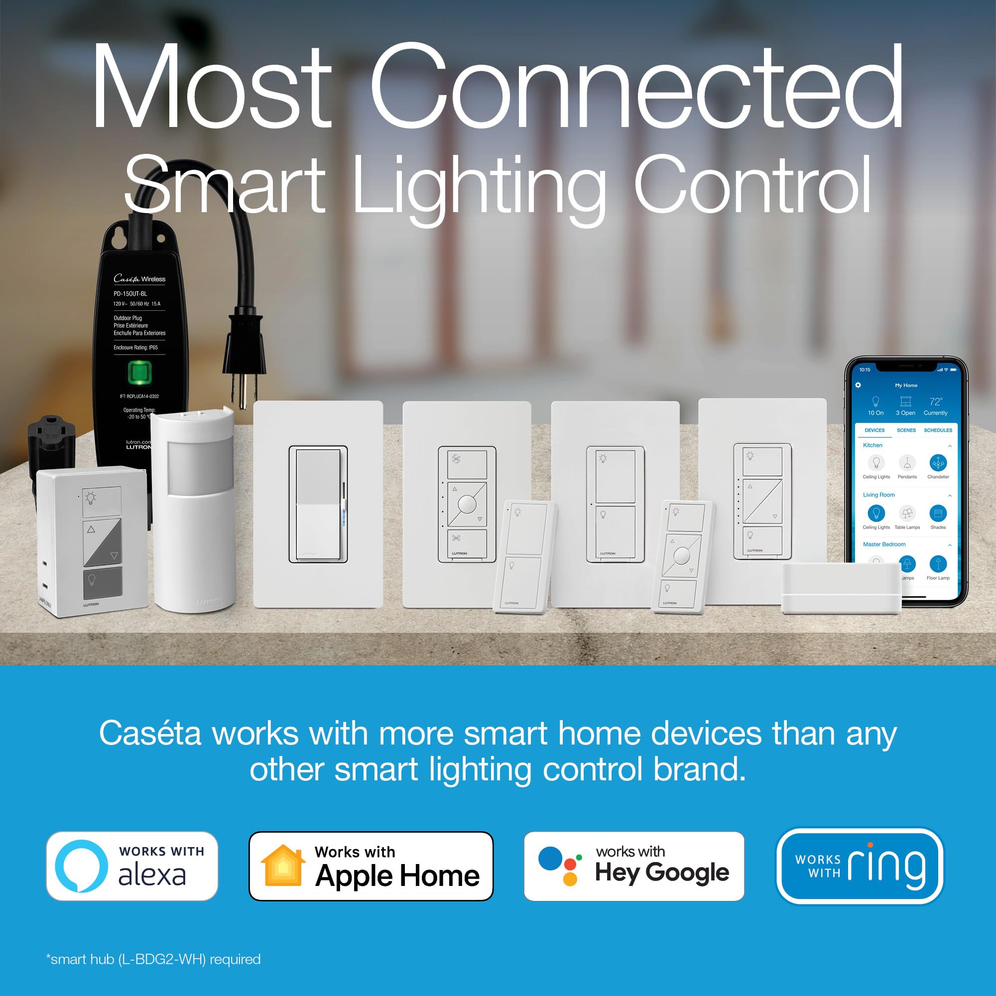 Lutron Caseta Smart Lighting Diva Smart Dimmer Switch for LED Bulbs