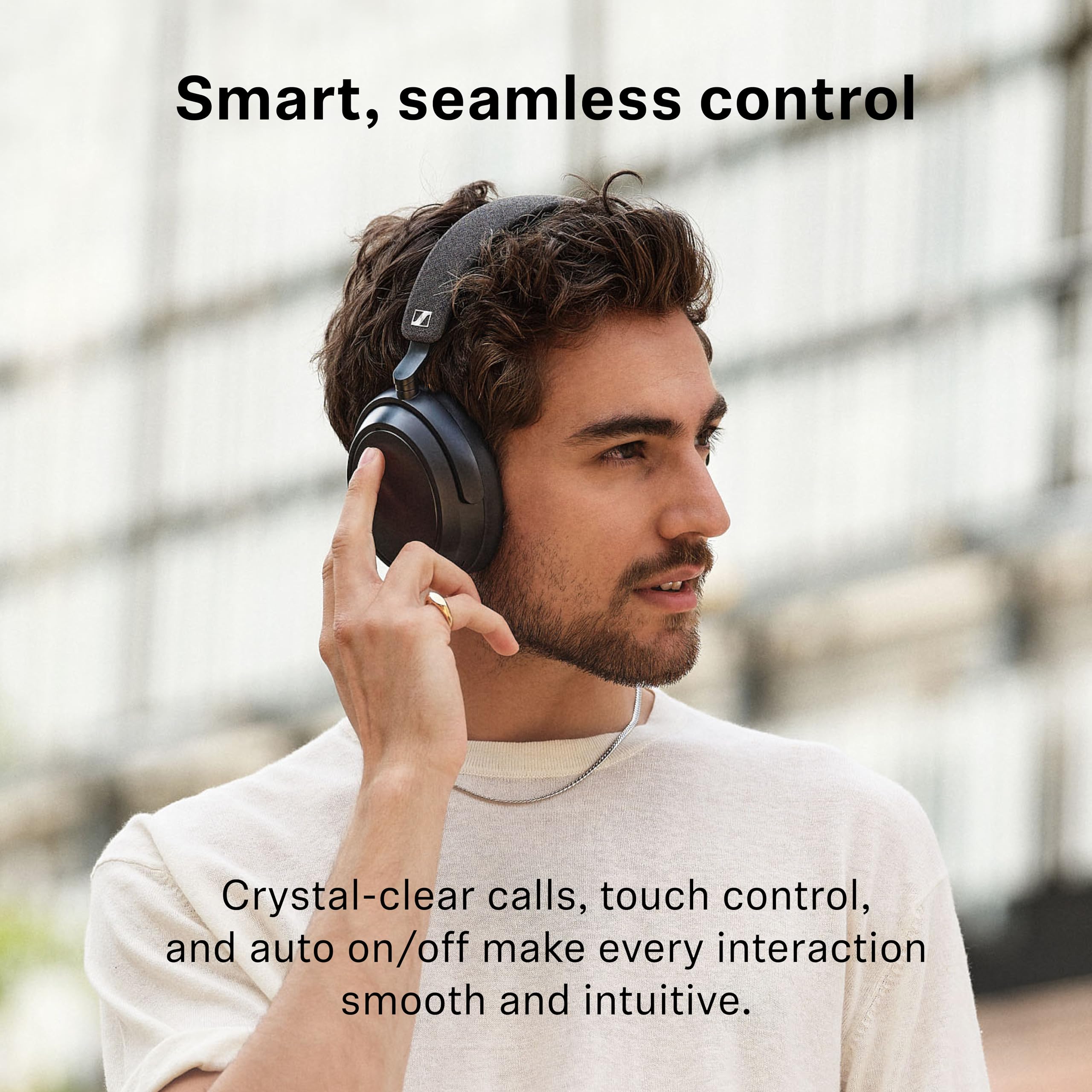 SENNHEISER Momentum 4 Wireless Noise Cancelling Headphones - Bluetooth Headset for Crystal-Clear Calls with Adaptive Noise Cancellation, Over-Ear Headphones, 60h Battery Life, Folding Design